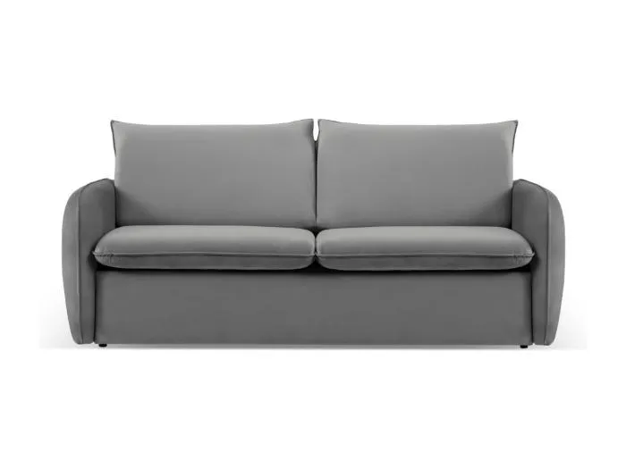 Cosmopolitan Design - 2-Sitzer ausklappbares Sofa "Vienna" aus Samt hellgrau - 194x102x92cm