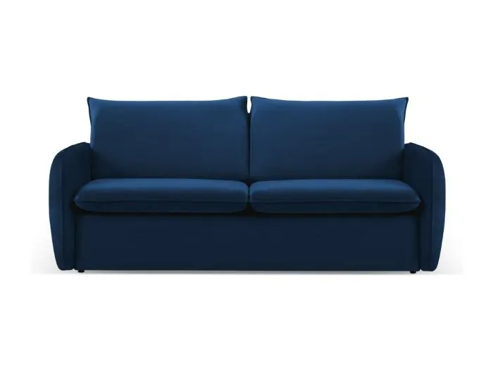 Cosmopolitan Design - 3-Sitzer ausklappbares Sofa "Vienna" aus Samt königsblau - 214x102x92cm