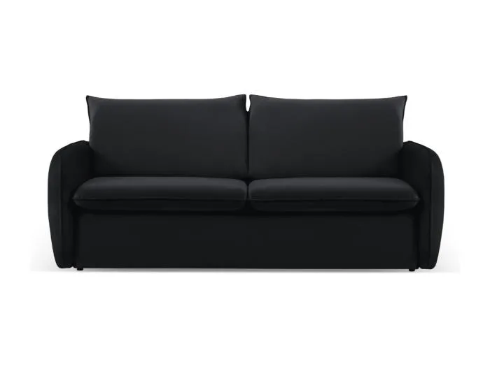 Cosmopolitan Design - 3-Sitzer ausklappbares Sofa "Vienna" aus Samt schwarz - 214x102x92cm