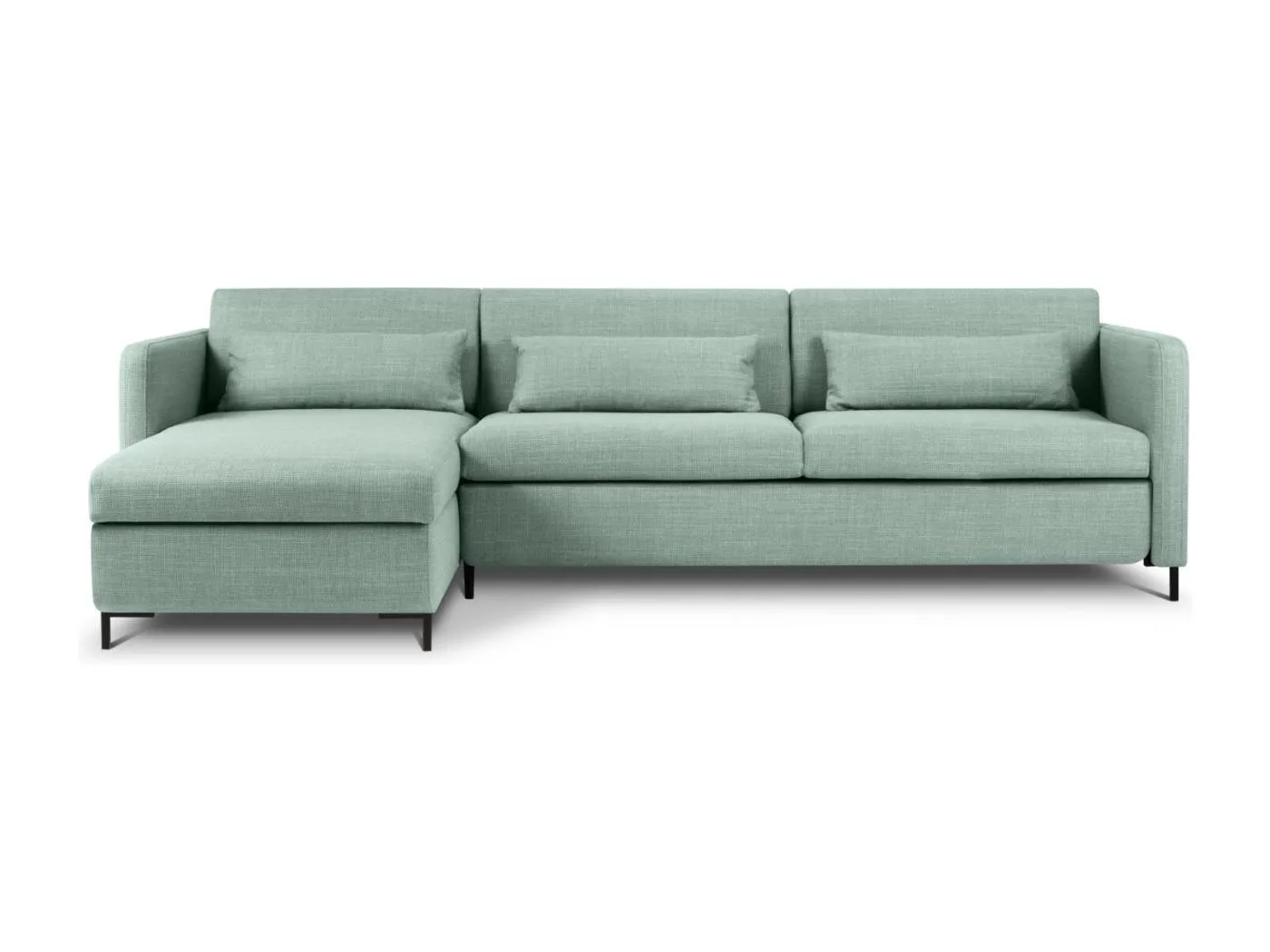 CXL by Christian Lacroix - 5-Sitzer ausklappbares Ecksofa links mit Container "Yanis" Sitzer aus strukturiertem Stoff minze - 280x170x80cm