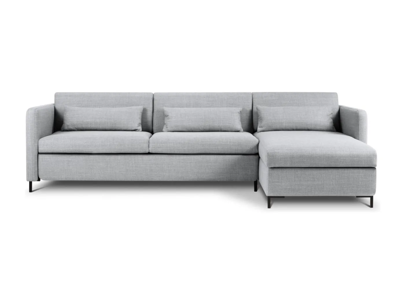 CXL by Christian Lacroix - 5-Sitzer ausklappbares Ecksofa rechts mit Container "Yanis" Sitzer aus strukturiertem Stoff hellgrau - 280x170x80cm