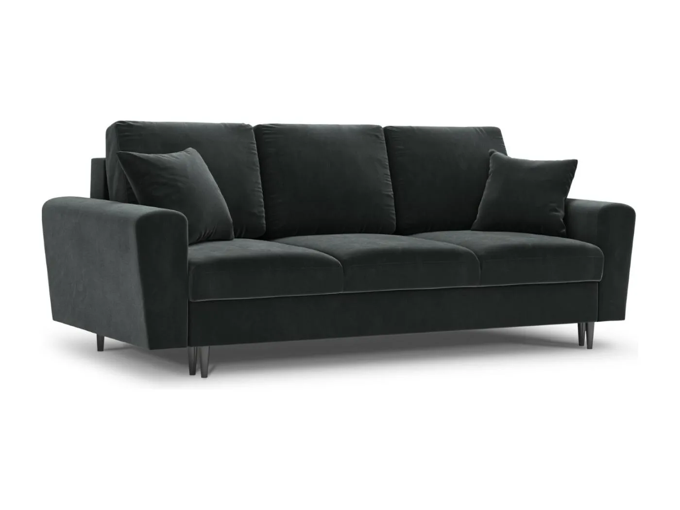 Cosmopolitan Design - 3-Sitzer ausklappbares Sofa mit Bettkasten "Kyoto" aus Samt dunkelgrau - 235x100x88cm