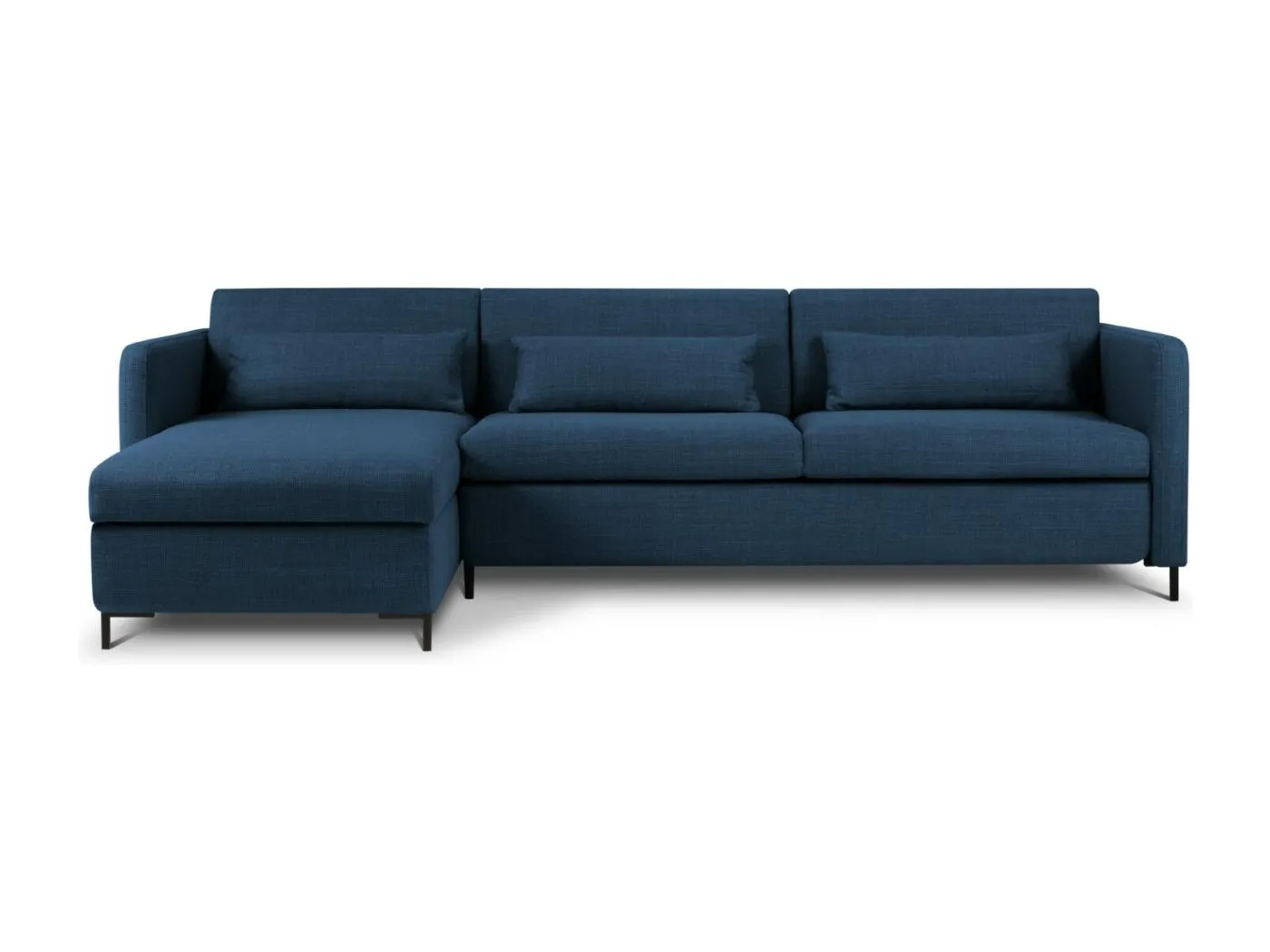 CXL by Christian Lacroix - 5-Sitzer ausklappbares Ecksofa links mit Container "Yanis" Sitzer aus strukturiertem Stoff blau - 280x170x80cm