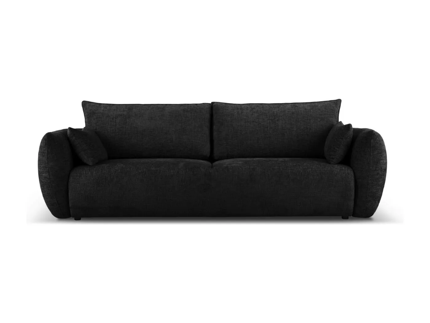 Cosmopolitan Design - 3-Sitzer ausklappbares Sofa mit Bettkasten "Matera" aus Chenille-Stoff schwarz - 240x108x86cm