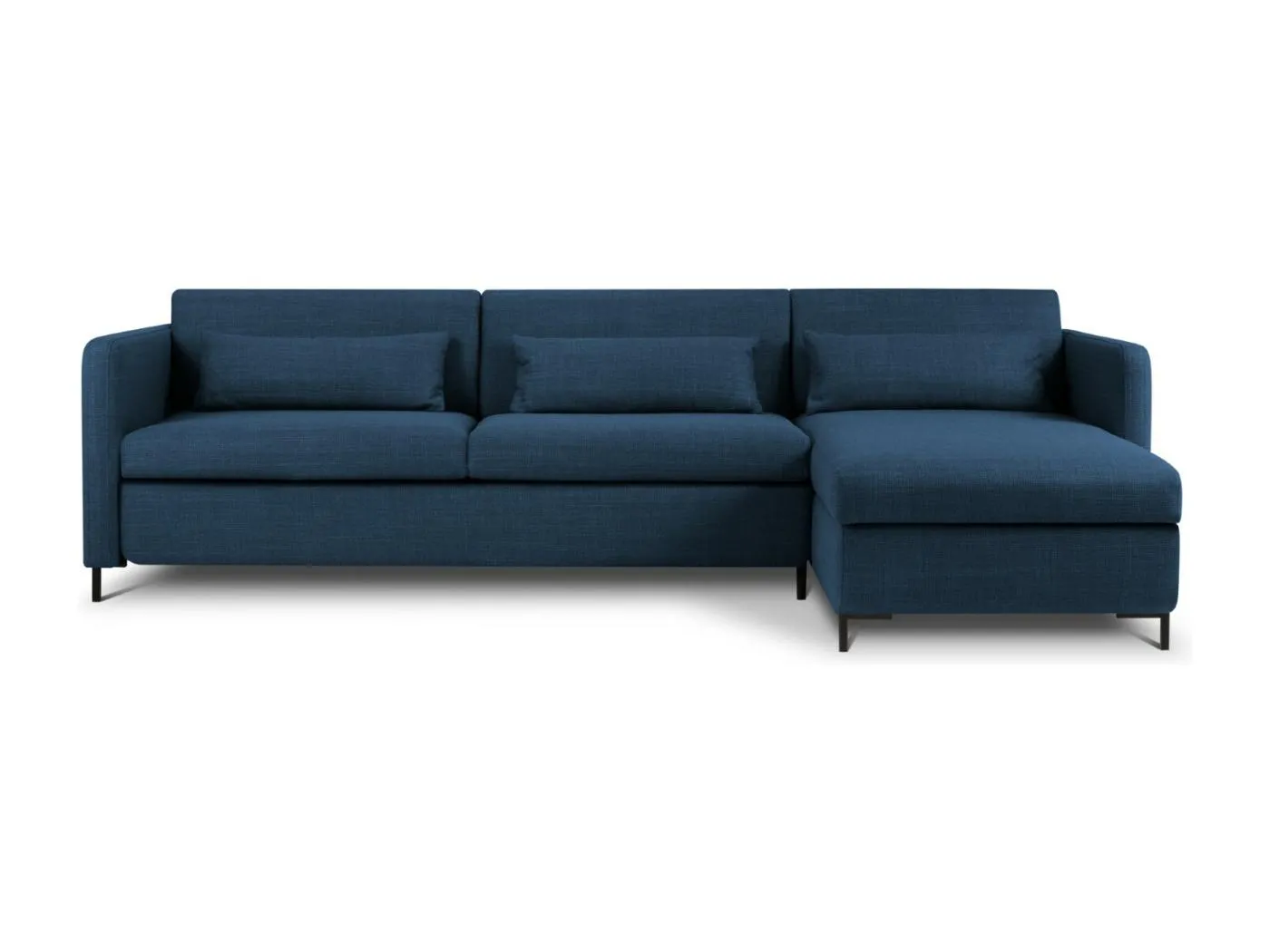CXL by Christian Lacroix - 5-Sitzer ausklappbares Ecksofa rechts mit Container "Yanis" Sitzer aus strukturiertem Stoff blau - 280x170x80cm