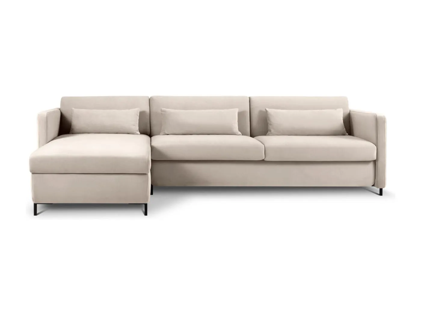 CXL by Christian Lacroix - 5-Sitzer ausklappbares Ecksofa links "Yanis" Sitzer aus Samt beige - 280x170x80cm