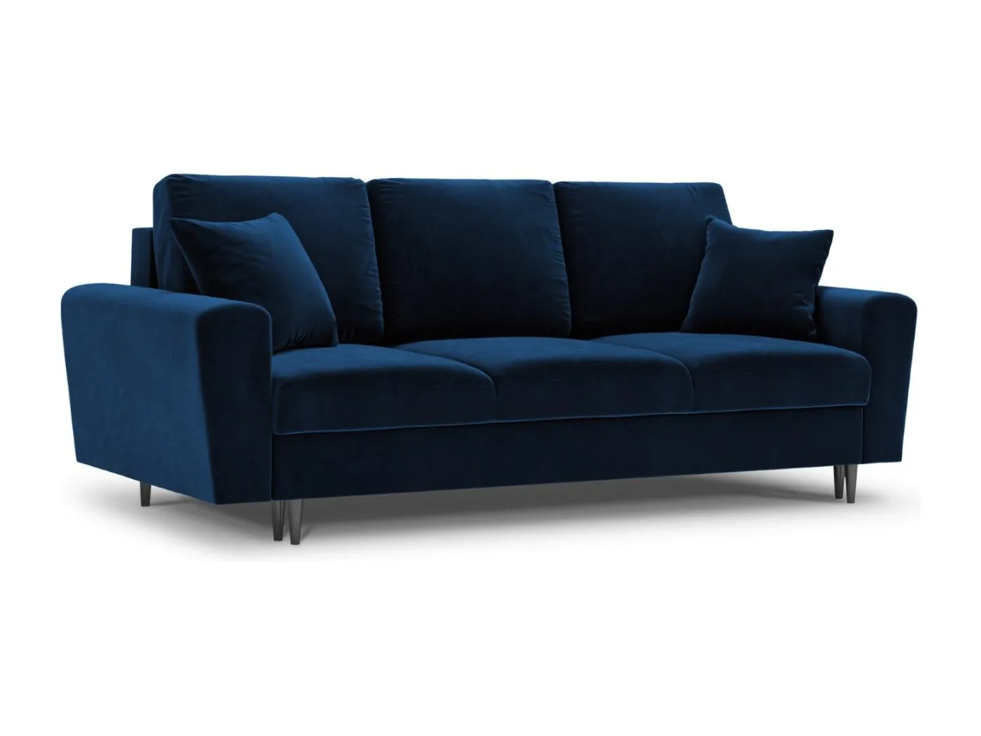 Cosmopolitan Design - 3-Sitzer ausklappbares Sofa mit Bettkasten "Kyoto" aus Samt königsblau - 235x100x88cm