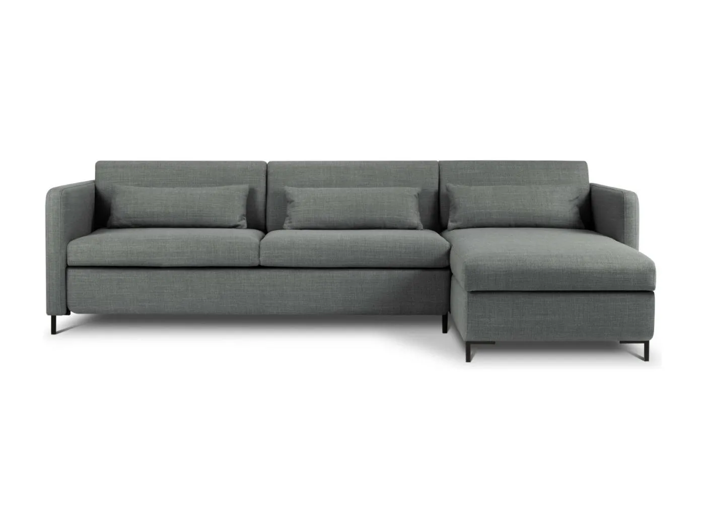 CXL by Christian Lacroix - 5-Sitzer ausklappbares Ecksofa rechts mit Container "Yanis" Sitzer aus strukturiertem Stoff grau - 280x170x80cm