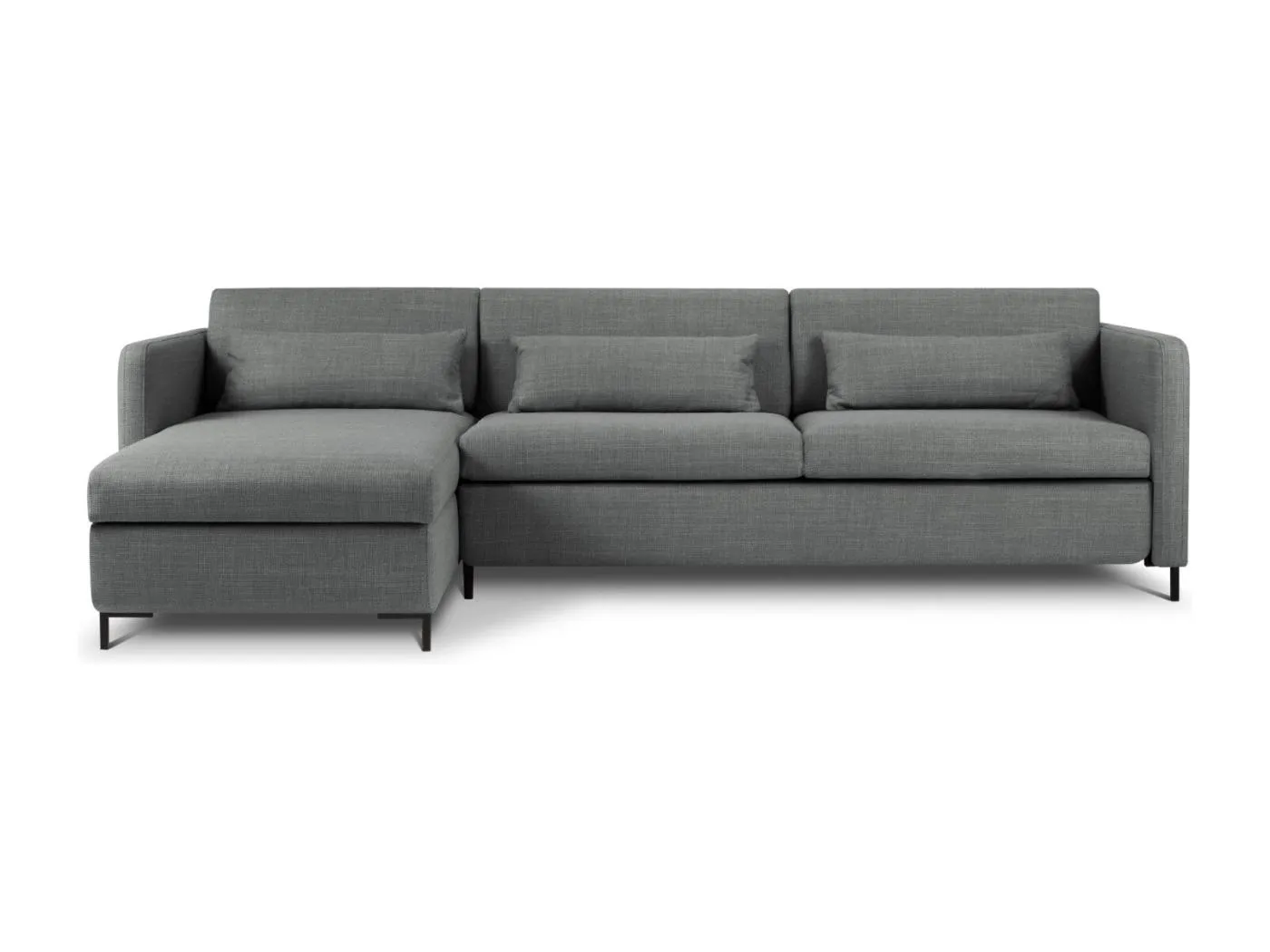 CXL by Christian Lacroix - 5-Sitzer ausklappbares Ecksofa links mit Container "Yanis" Sitzer aus strukturiertem Stoff grau - 280x170x80cm