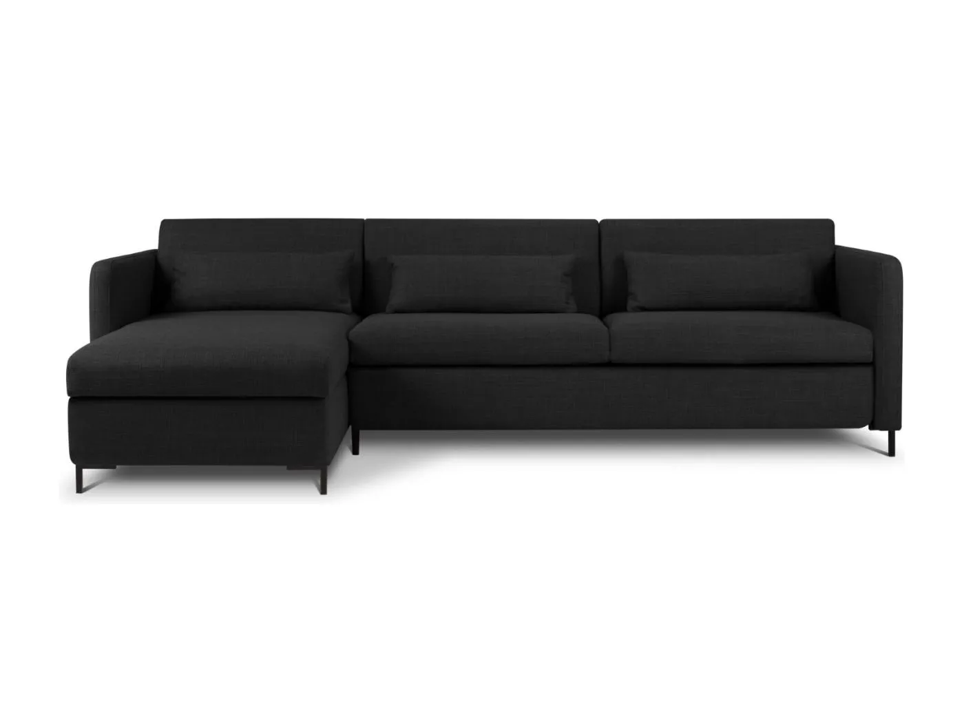 CXL by Christian Lacroix - 5-Sitzer ausklappbares Ecksofa links mit Container "Yanis" Sitzer aus strukturiertem Stoff dunkelgrau - 280x170x80cm