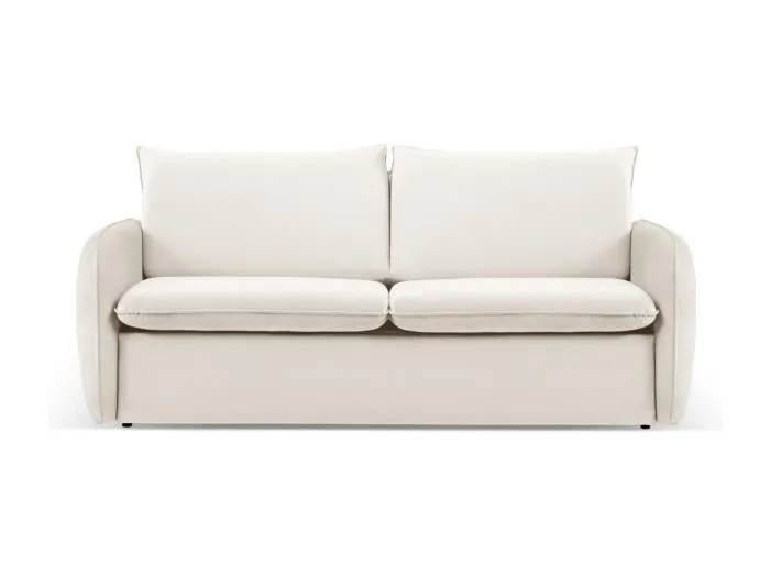 Cosmopolitan Design - 2-Sitzer ausklappbares Sofa "Vienna" aus Samt leichtes beige - 194x102x92cm