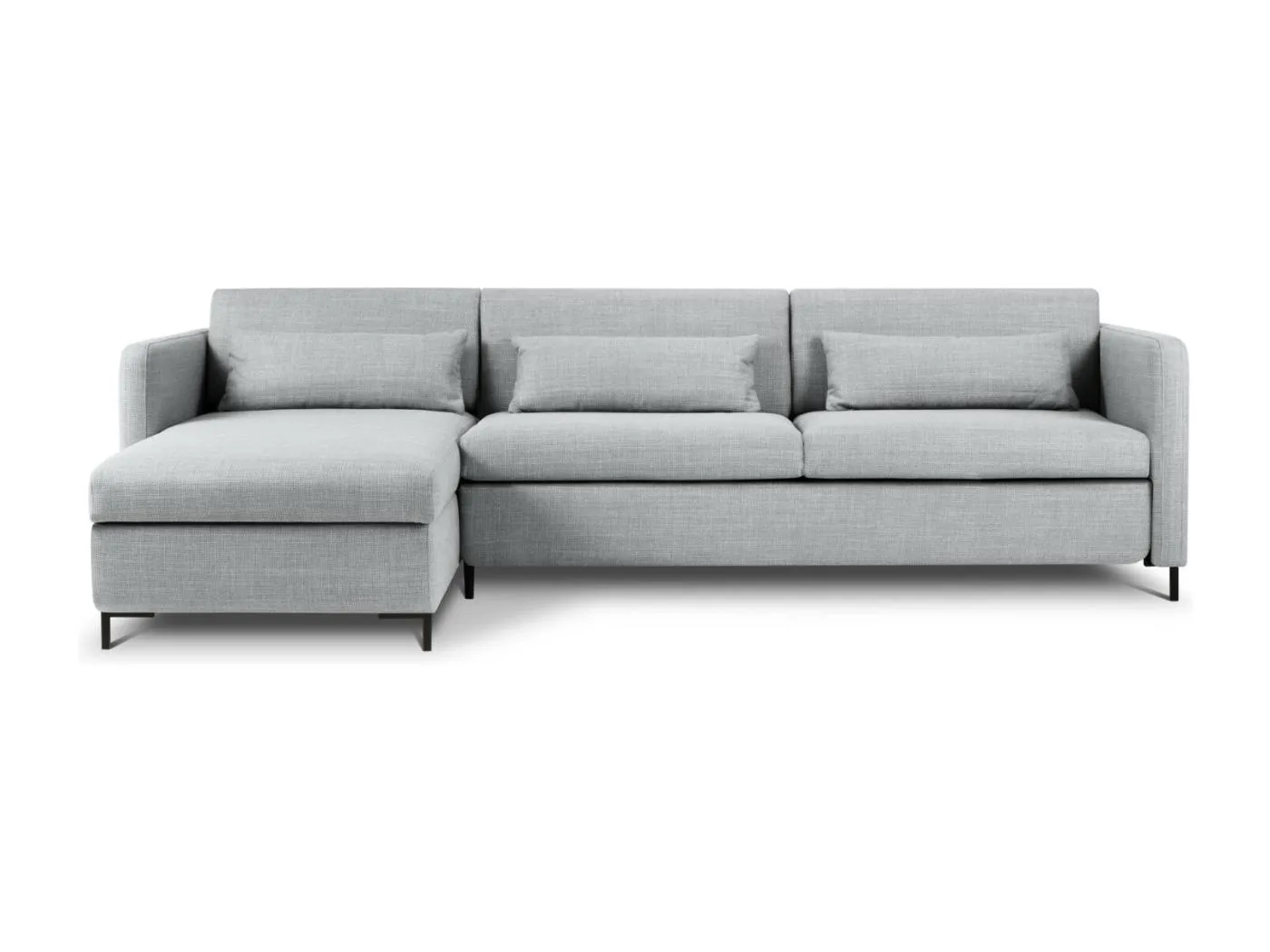 CXL by Christian Lacroix - 5-Sitzer ausklappbares Ecksofa links mit Container "Yanis" Sitzer aus strukturiertem Stoff hellgrau - 280x170x80cm