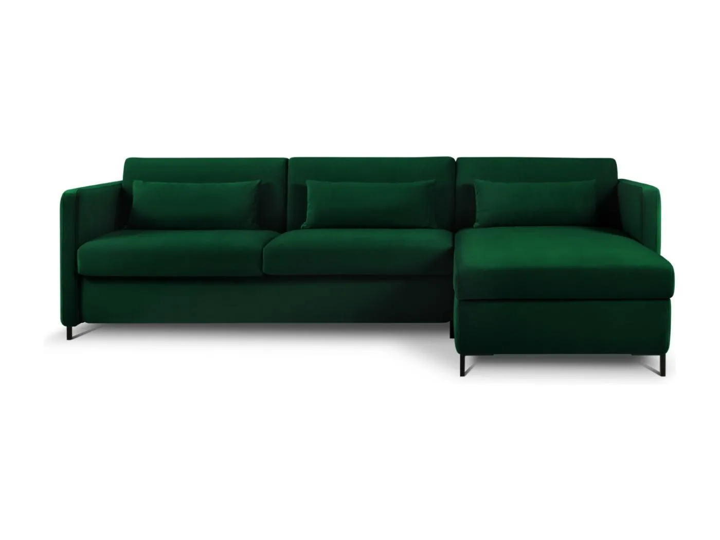 CXL by Christian Lacroix - 4-Sitzer ausklappbares Ecksofa rechts "Yanis" Sitzer aus Samt flaschengrün - 260x170x80cm