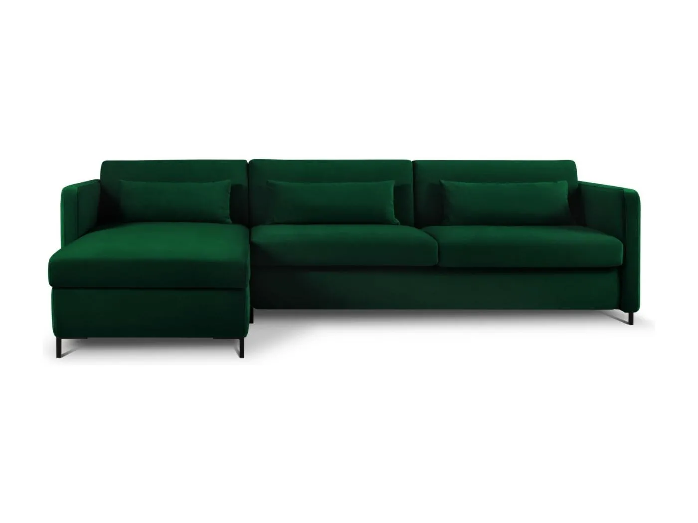CXL by Christian Lacroix - 5-Sitzer ausklappbares Ecksofa links "Yanis" Sitzer aus Samt flaschengrün - 280x170x80cm