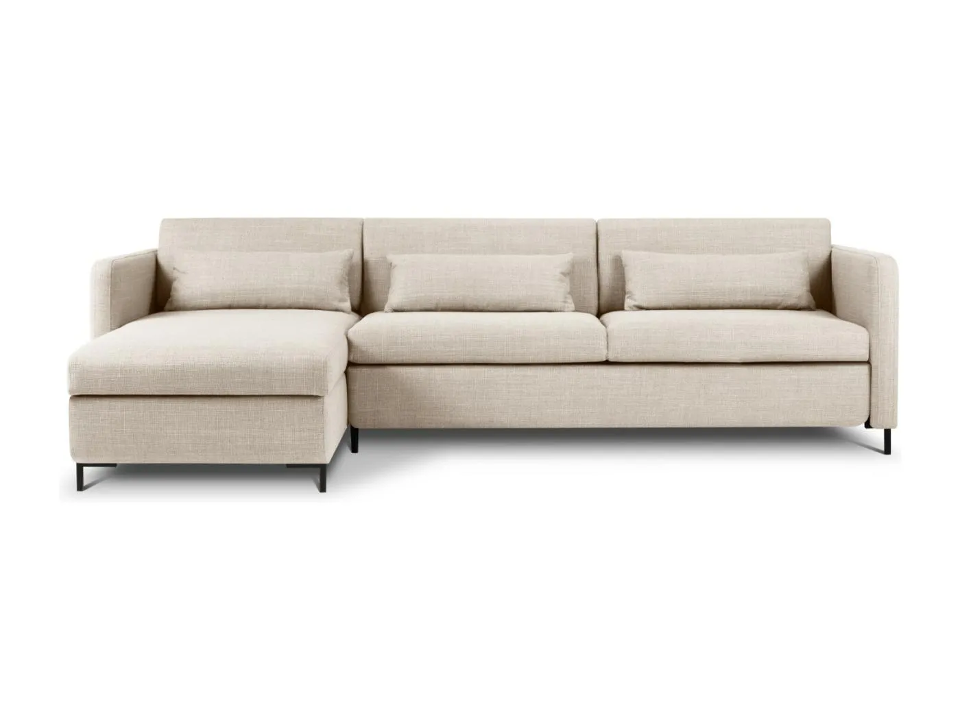 CXL by Christian Lacroix - 5-Sitzer ausklappbares Ecksofa links mit Container "Yanis" Sitzer aus strukturiertem Stoff beige - 280x170x80cm