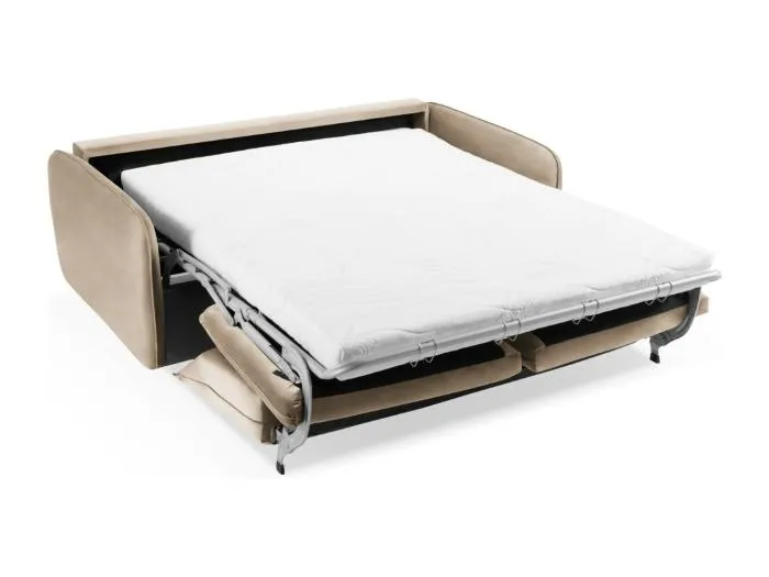 Cosmopolitan Design - 2-Sitzer ausklappbares Sofa "Vienna" aus Samt beige - 194x102x92cm