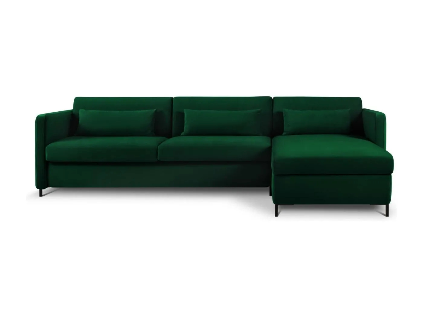 CXL by Christian Lacroix - 5-Sitzer ausklappbares Ecksofa rechts "Yanis" Sitzer aus Samt flaschengrün - 280x170x80cm