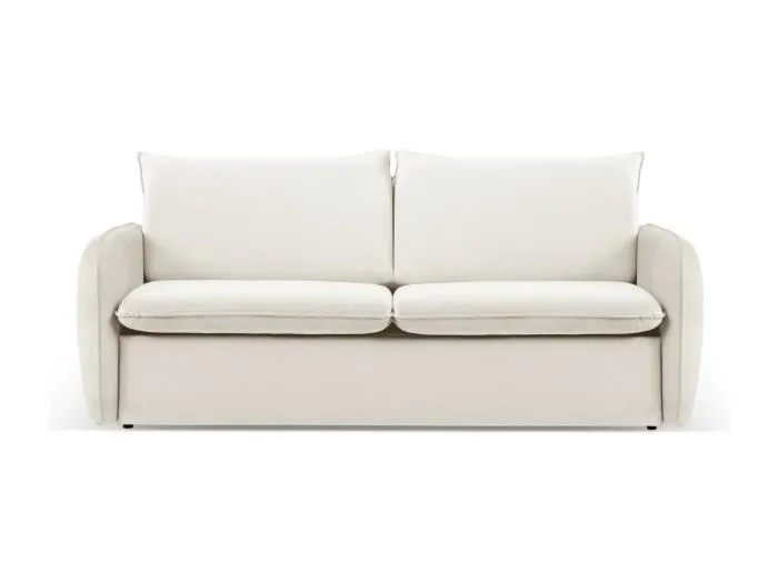 Cosmopolitan Design - 3-Sitzer ausklappbares Sofa "Vienna" aus Samt leichtes beige - 214x102x92cm