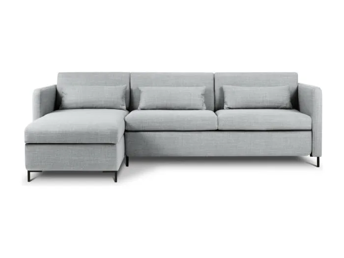 CXL by Christian Lacroix - 4-Sitzer ausklappbares Ecksofa links mit Container "Yanis" Sitzer aus strukturiertem Stoff hellgrau - 260x170x80cm