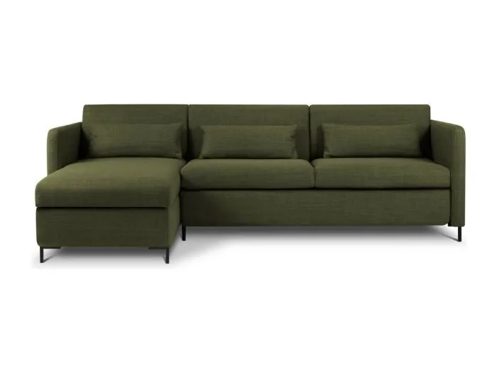 CXL by Christian Lacroix - 4-Sitzer ausklappbares Ecksofa links mit Container "Yanis" Sitzer aus strukturiertem Stoff grün - 260x170x80cm