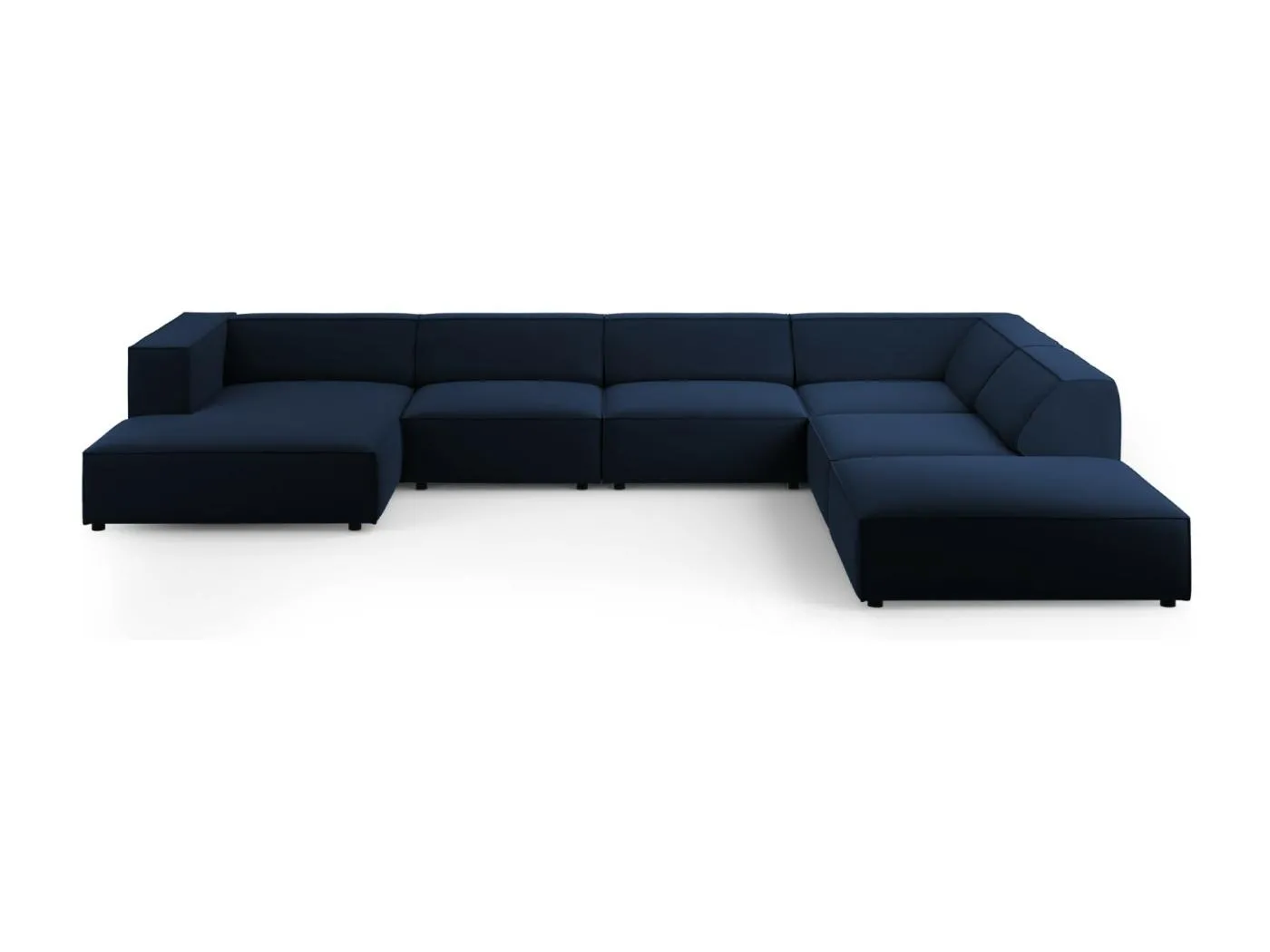 Cosmopolitan Design - 7-Sitzer Panoramasofa rechts "Arendal" aus Samt königsblau - 364x262x70cm