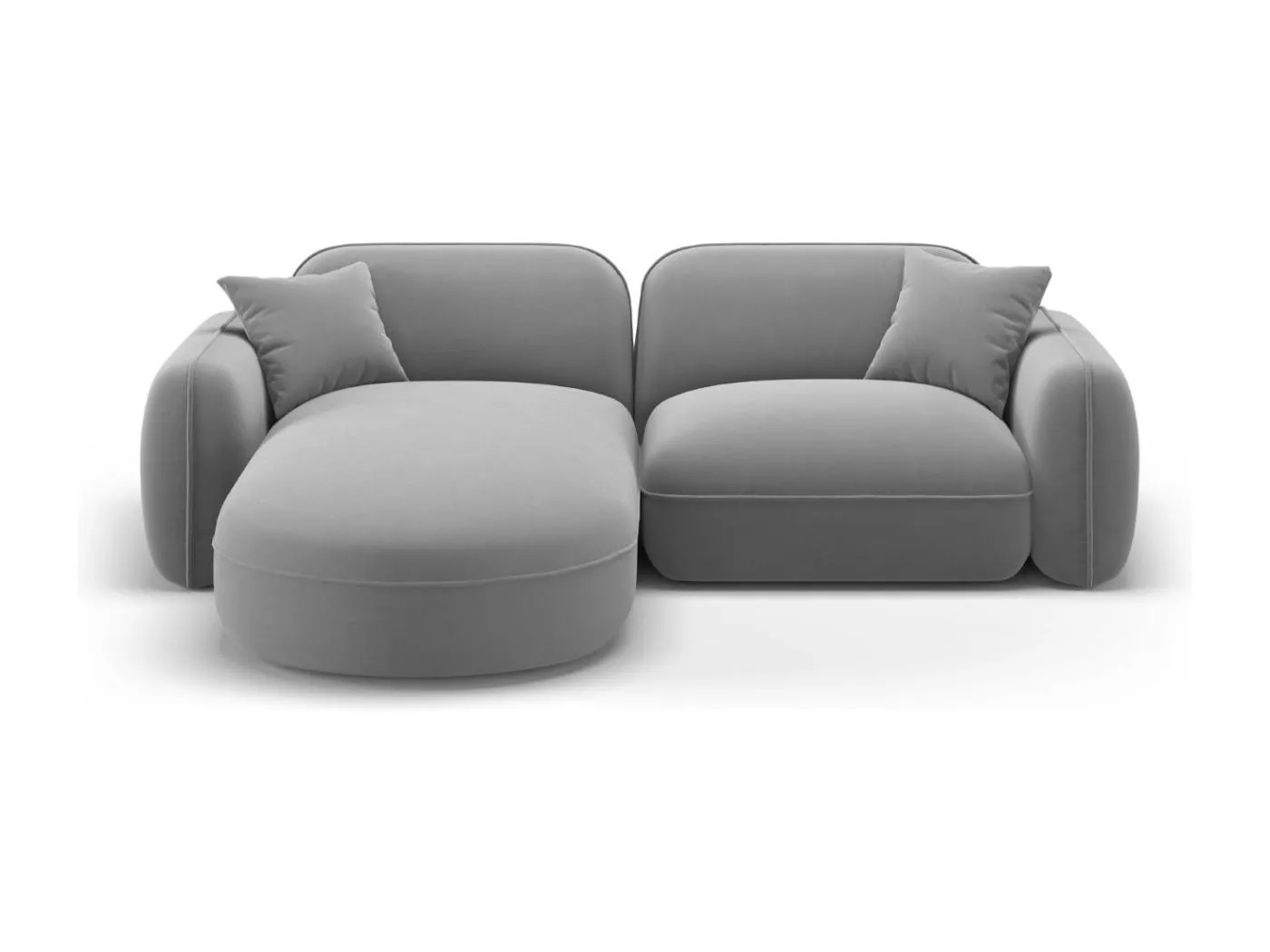 CXL by Christian Lacroix - 3-Sitzer modulares Ecksofa links "Lucien" Sitzer aus Samt hellgrau - 230x165x70cm