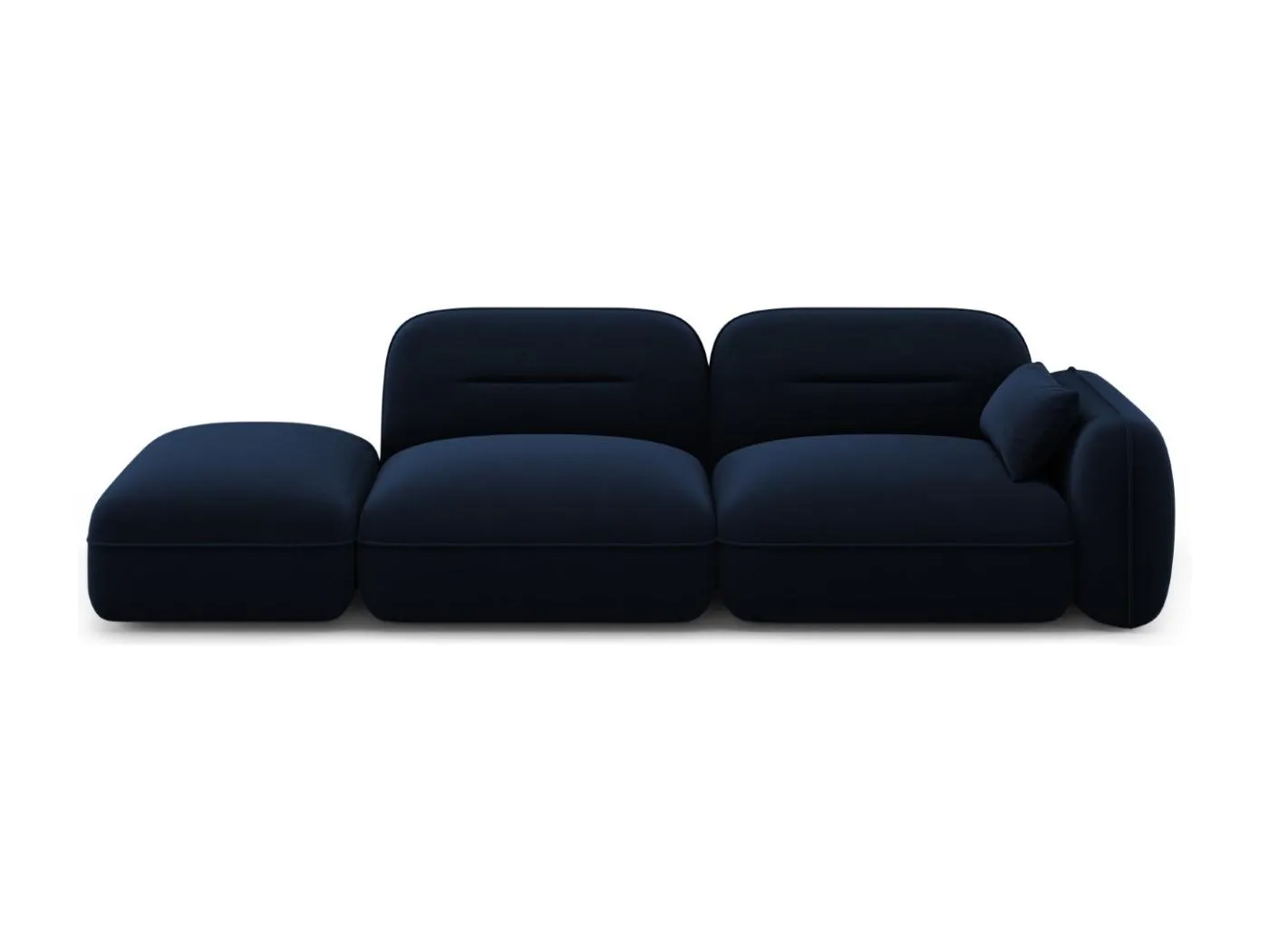 Cosmopolitan Design - 3-Sitzer modulares Sofa links "Sydney" aus Samt königsblau - 295x90x70cm