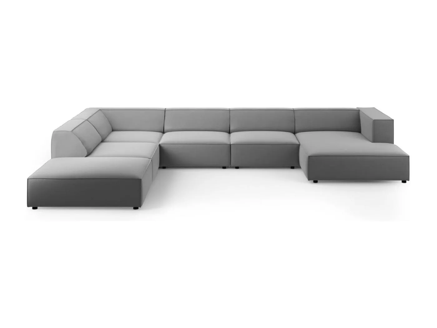 Cosmopolitan Design - 7-Sitzer Panoramasofa links "Arendal" aus Samt hellgrau - 364x262x70cm