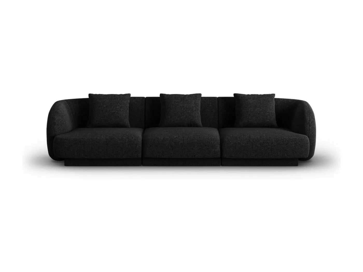Cosmopolitan Design - 3-Sitzer Sofa "Tulum" aus Chenille-Stoff schwarz - 255x90x70cm