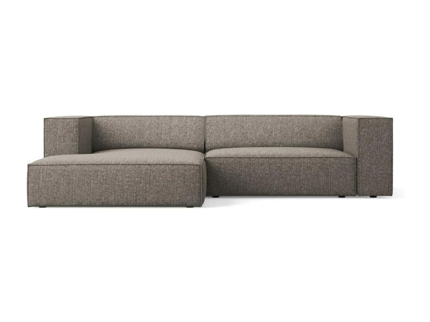 Cosmopolitan Design - 3-Sitzer Ecksofa links "Arendal" aus Chenille-Stoff grau - 224x166x70cm