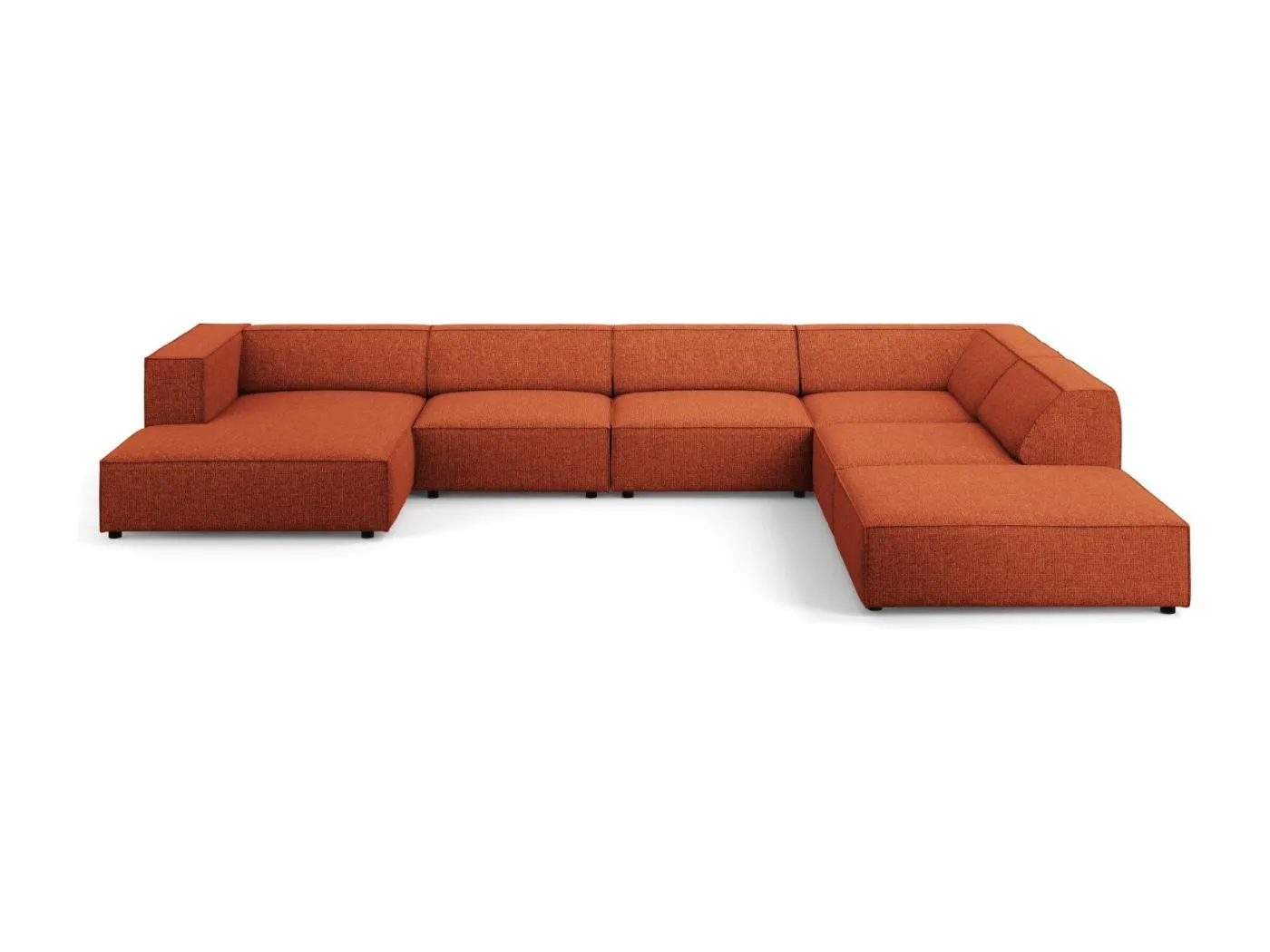 Cosmopolitan Design - 7-Sitzer Panoramasofa rechts "Arendal" aus Chenille-Stoff terrakotta - 364x262x70cm