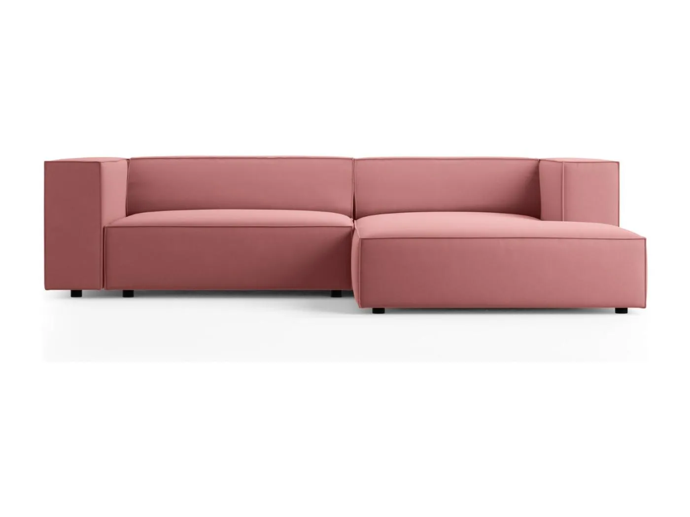 Cosmopolitan Design - 3-Sitzer Ecksofa rechts "Arendal" aus Samt lachs - 224x166x70cm