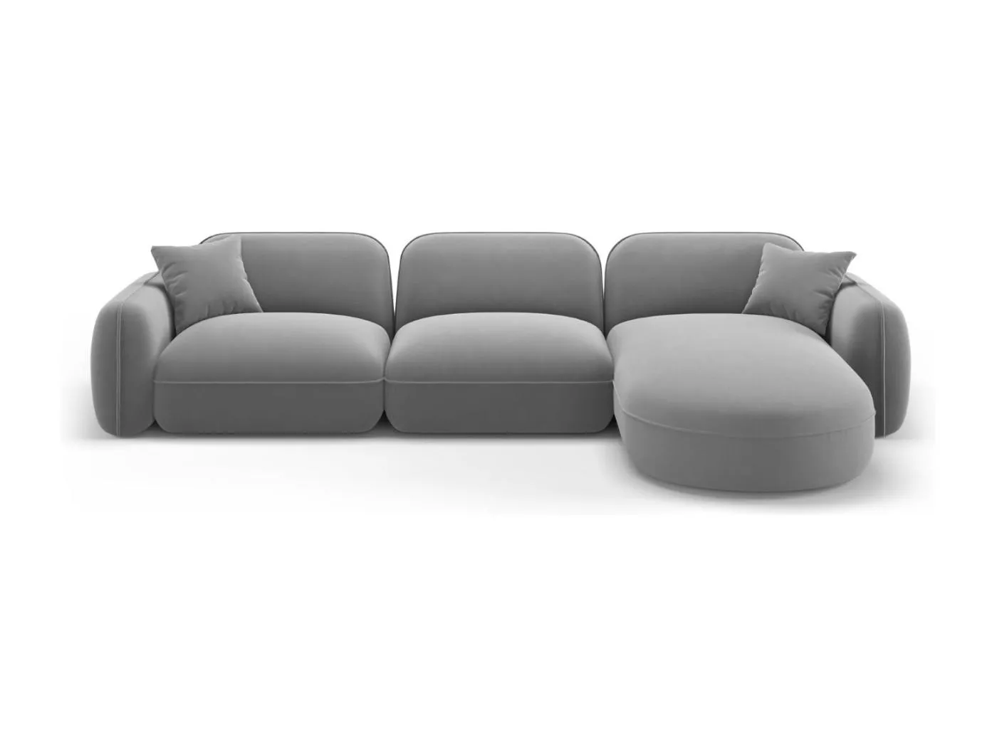 CXL by Christian Lacroix - 4-Sitzer modulares Ecksofa rechts "Lucien" Sitzer aus Samt hellgrau - 320x165x70cm