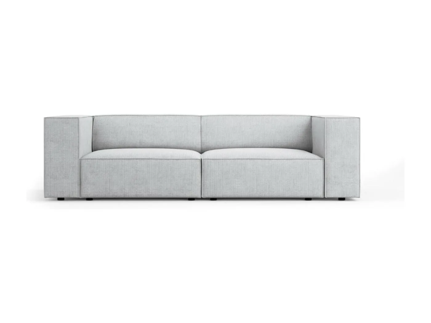 Cosmopolitan Design - 3-Sitzer Sofa "Arendal" aus Chenille-Stoff mit Rippeneffekt hellgrau - 204x102x70cm