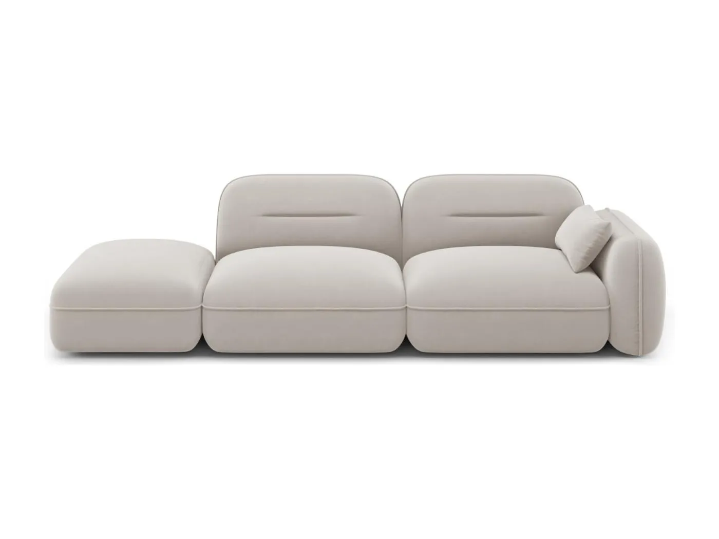Cosmopolitan Design - 3-Sitzer modulares Sofa links "Sydney" aus Samt leichtes beige - 295x90x70cm