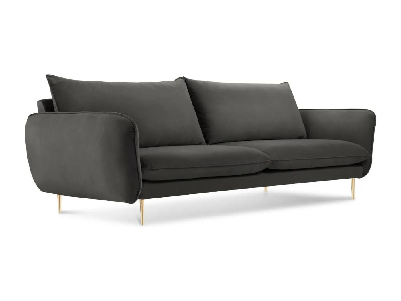 Cosmopolitan Design - 3-Sitzer Sofa "Vienna" aus Samt dunkelgrau - 200x92x95cm