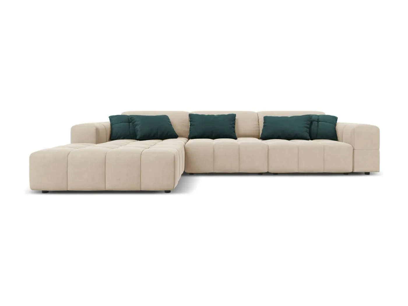 CXL by Christian Lacroix - 4-Sitzer Ecksofa links "Luc" Sitzer aus Samt leichtes beige - 284x166x70cm