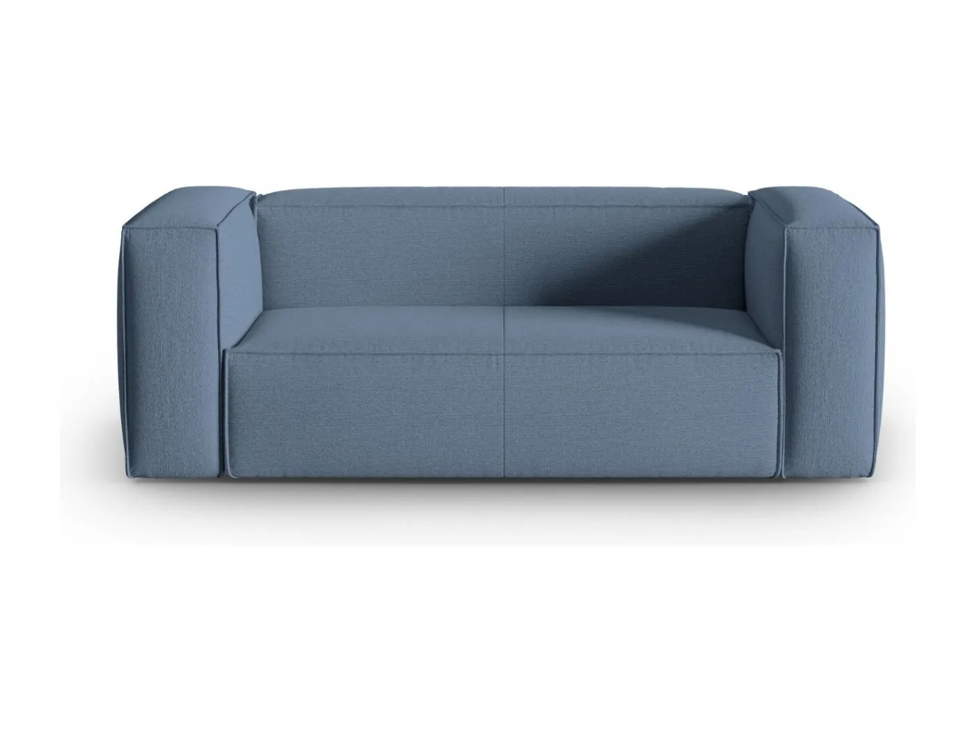 Cosmopolitan Design - 2-Sitzer Sofa "Mackay" aus strukturiertem Samt jeansblau - 150x94x73cm