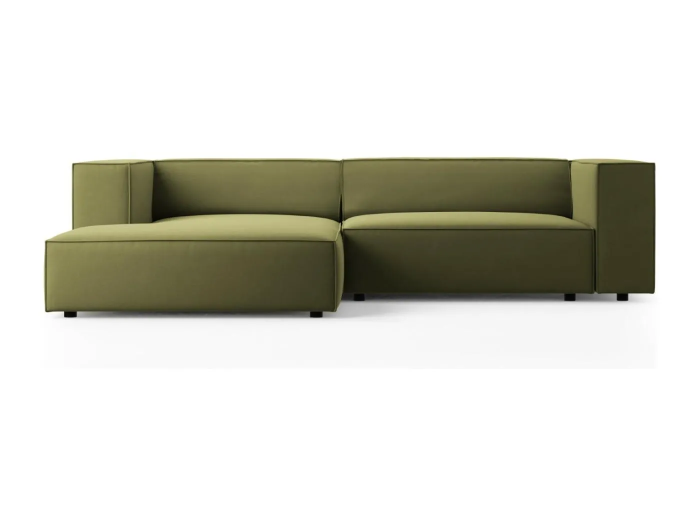Cosmopolitan Design - 3-Sitzer Ecksofa links "Arendal" aus Samt hellgrün - 224x166x70cm