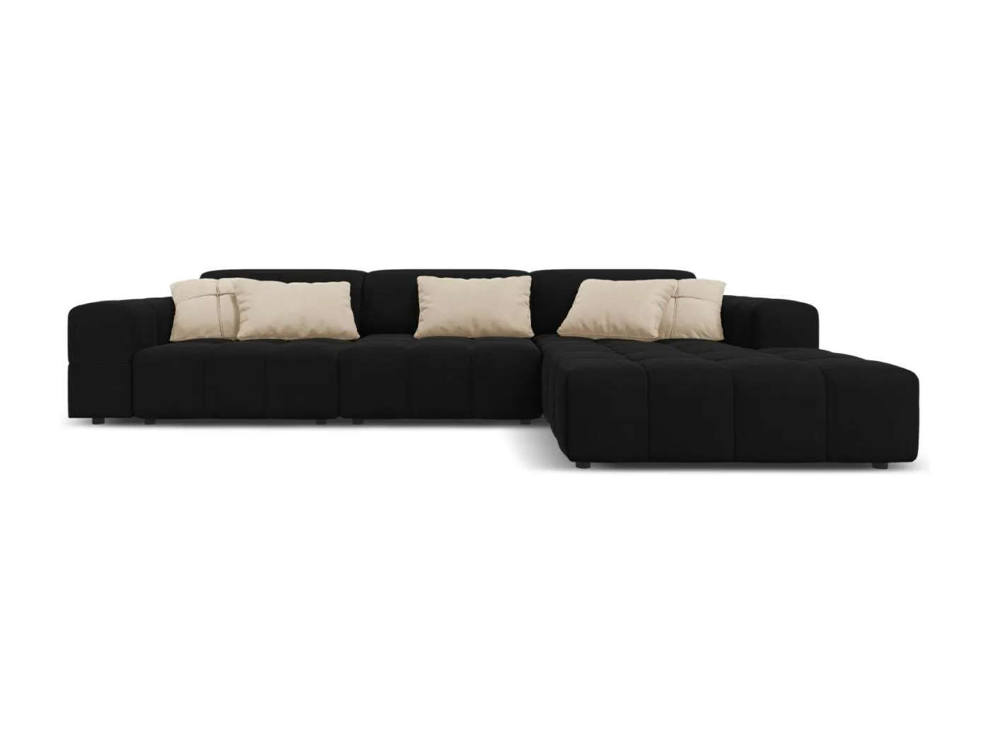 CXL by Christian Lacroix - 4-Sitzer Ecksofa rechts "Luc" Sitzer aus Samt schwarz - 284x166x70cm
