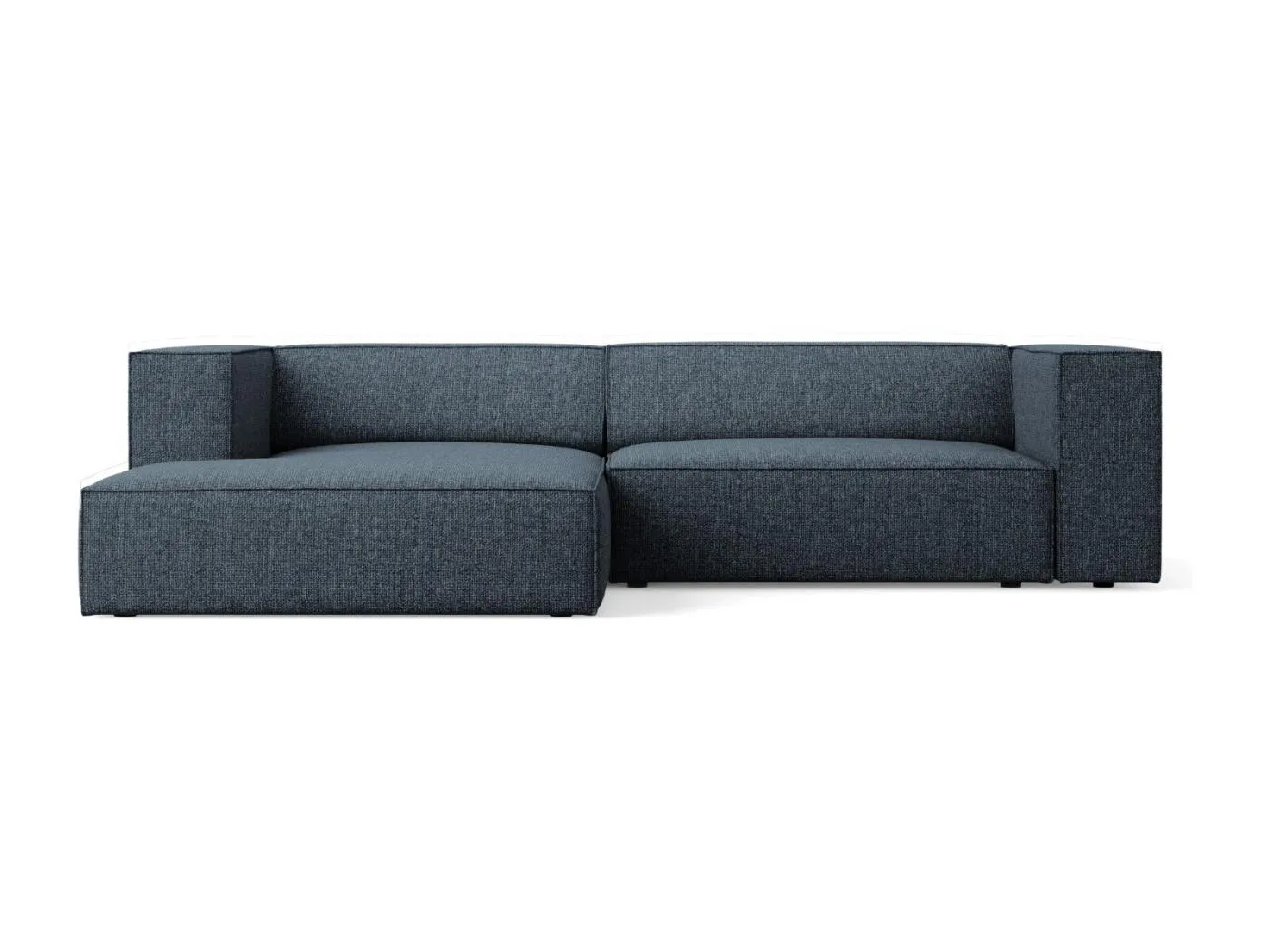 Cosmopolitan Design - 3-Sitzer Ecksofa links "Arendal" aus Chenille-Stoff königsblau - 224x166x70cm