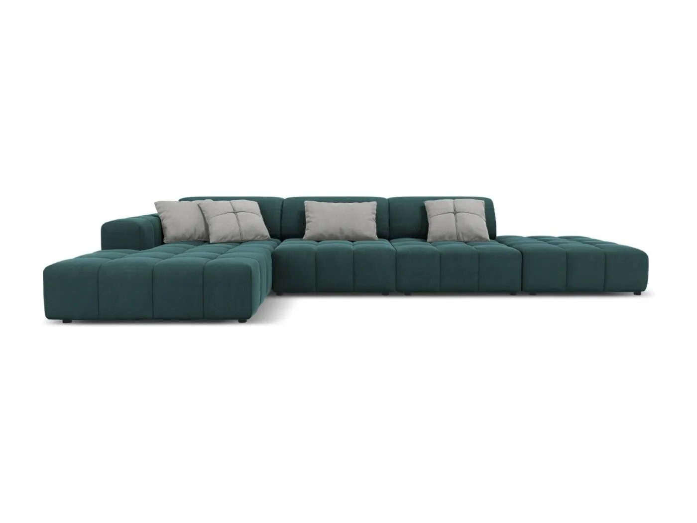 CXL by Christian Lacroix - 5-Sitzer Ecksofa links "Luc" Sitzer aus Samt petrol - 341x166x70cm