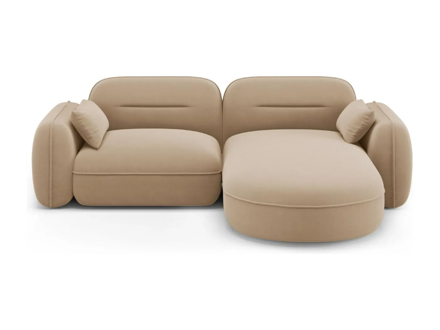 Cosmopolitan Design - 3-Sitzer modulares Ecksofa rechts "Sydney" aus Samt sandfarben - 230x165x70cm