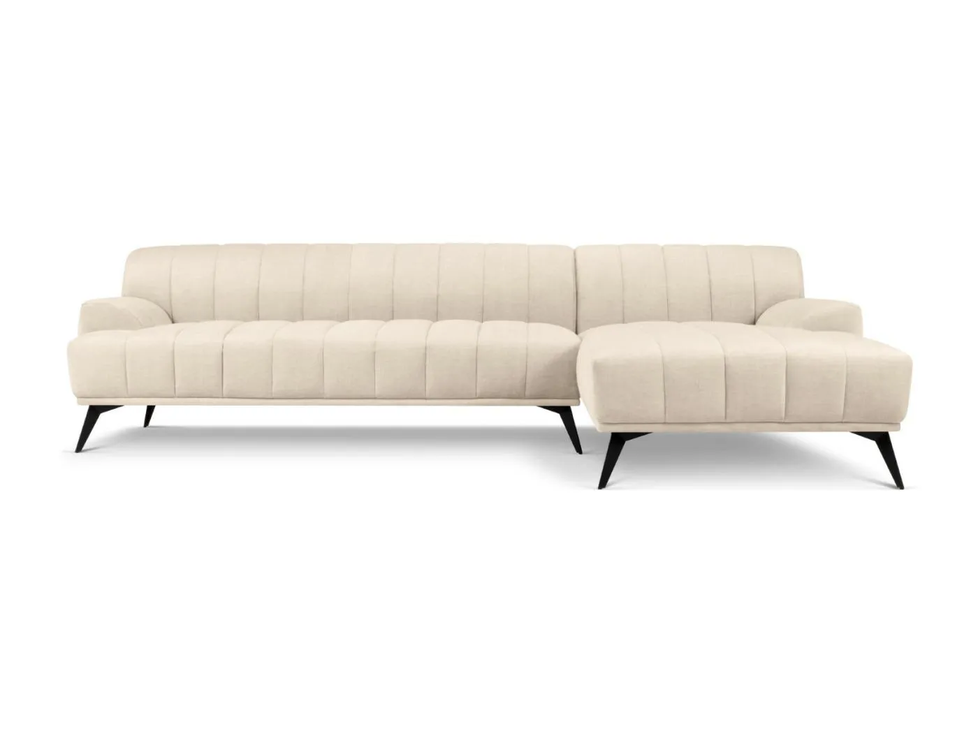 CXL by Christian Lacroix - 5-Sitzer Ecksofa rechts "Rita" Sitzer aus Samt leichtes beige - 289x185x77cm