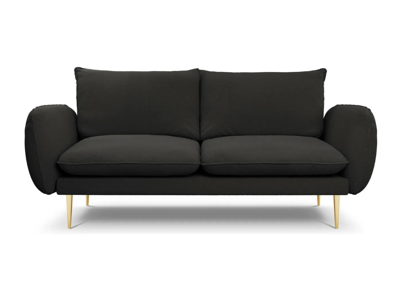 Cosmopolitan Design - 2-Sitzer Sofa "Vienna" aus Boucle schwarz - 160x92x95cm