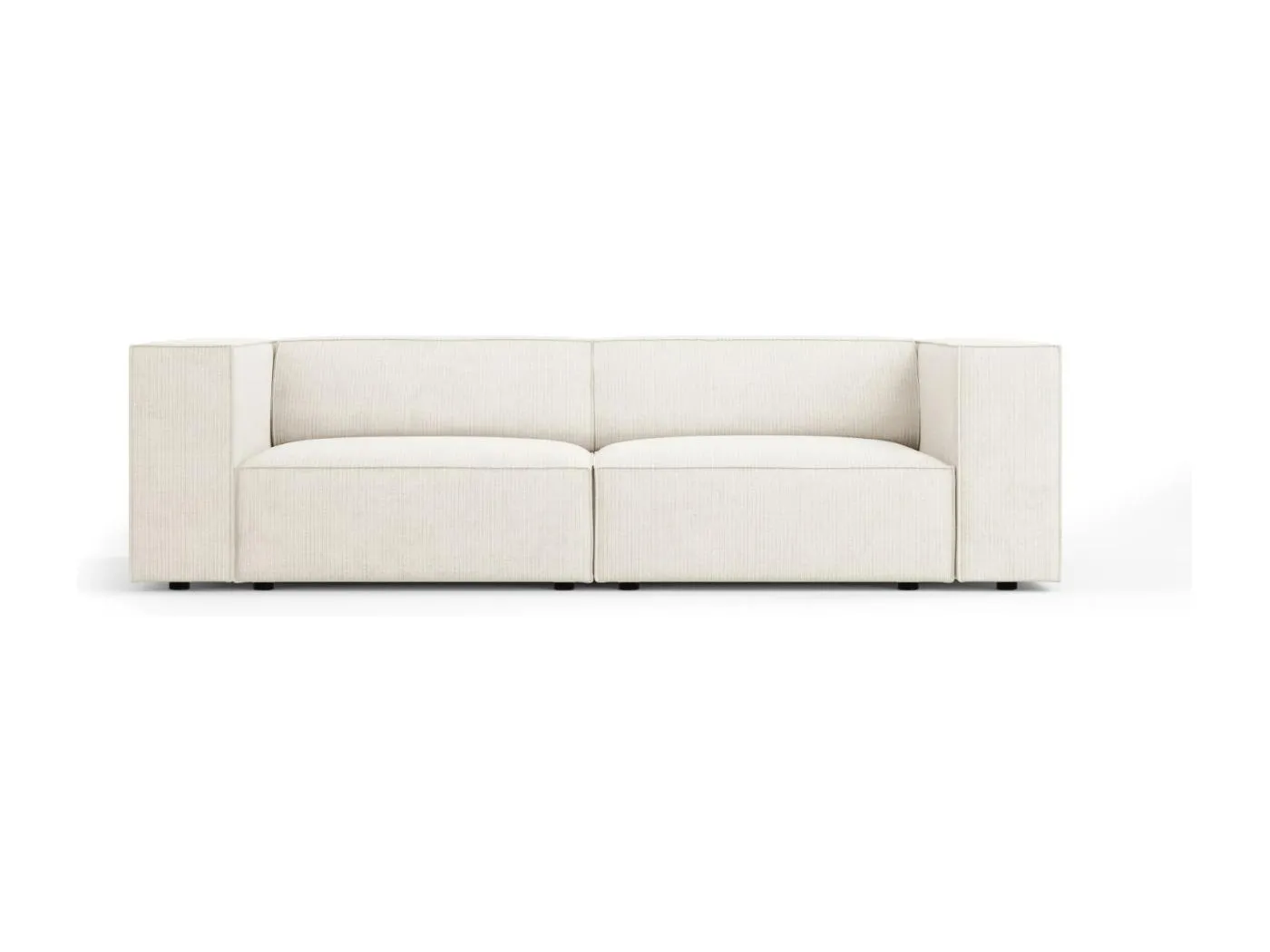 Cosmopolitan Design - 3-Sitzer Sofa "Arendal" aus Chenille-Stoff mit Rippeneffekt elfenbein - 204x102x70cm