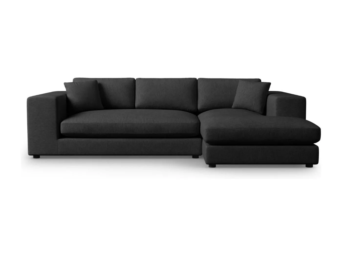 CXL by Christian Lacroix - 5-Sitzer Ecksofa rechts "Tendance" Sitzer aus strukturiertem Stoff schwarz - 282x174x72cm