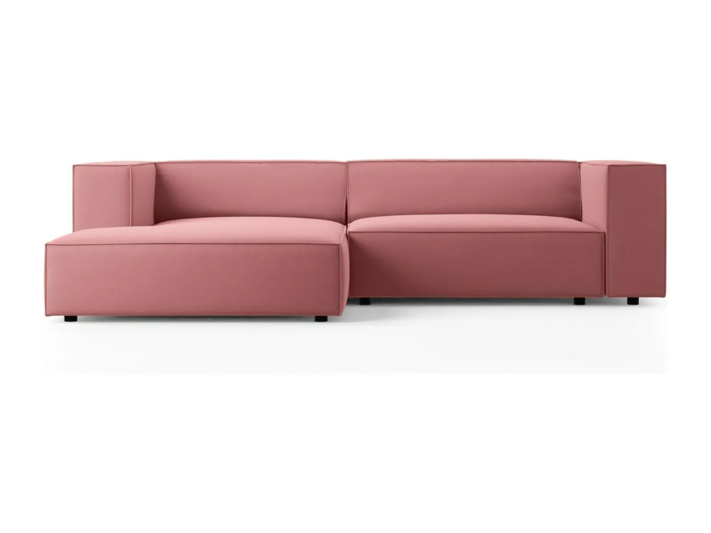 Cosmopolitan Design - 3-Sitzer Ecksofa links "Arendal" aus Samt lachs - 224x166x70cm