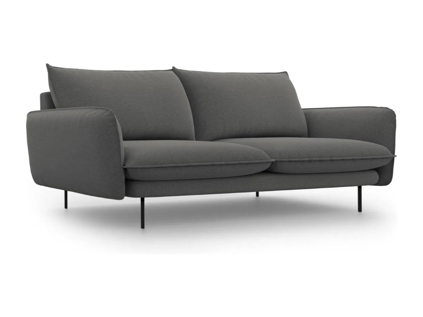 Cosmopolitan Design - 3-Sitzer Sofa "Vienna" aus strukturiertem Stoff dunkelgrau - 200x92x95cm