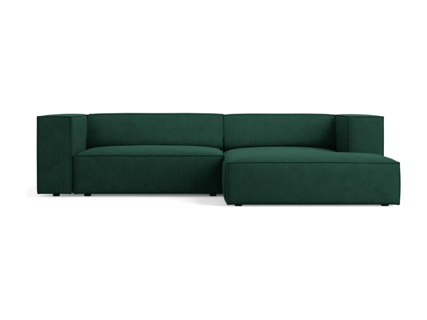 Cosmopolitan Design - 3-Sitzer Ecksofa rechts "Arendal" aus Chenille-Stoff mit Rippeneffekt flaschengrün - 224x166x70cm